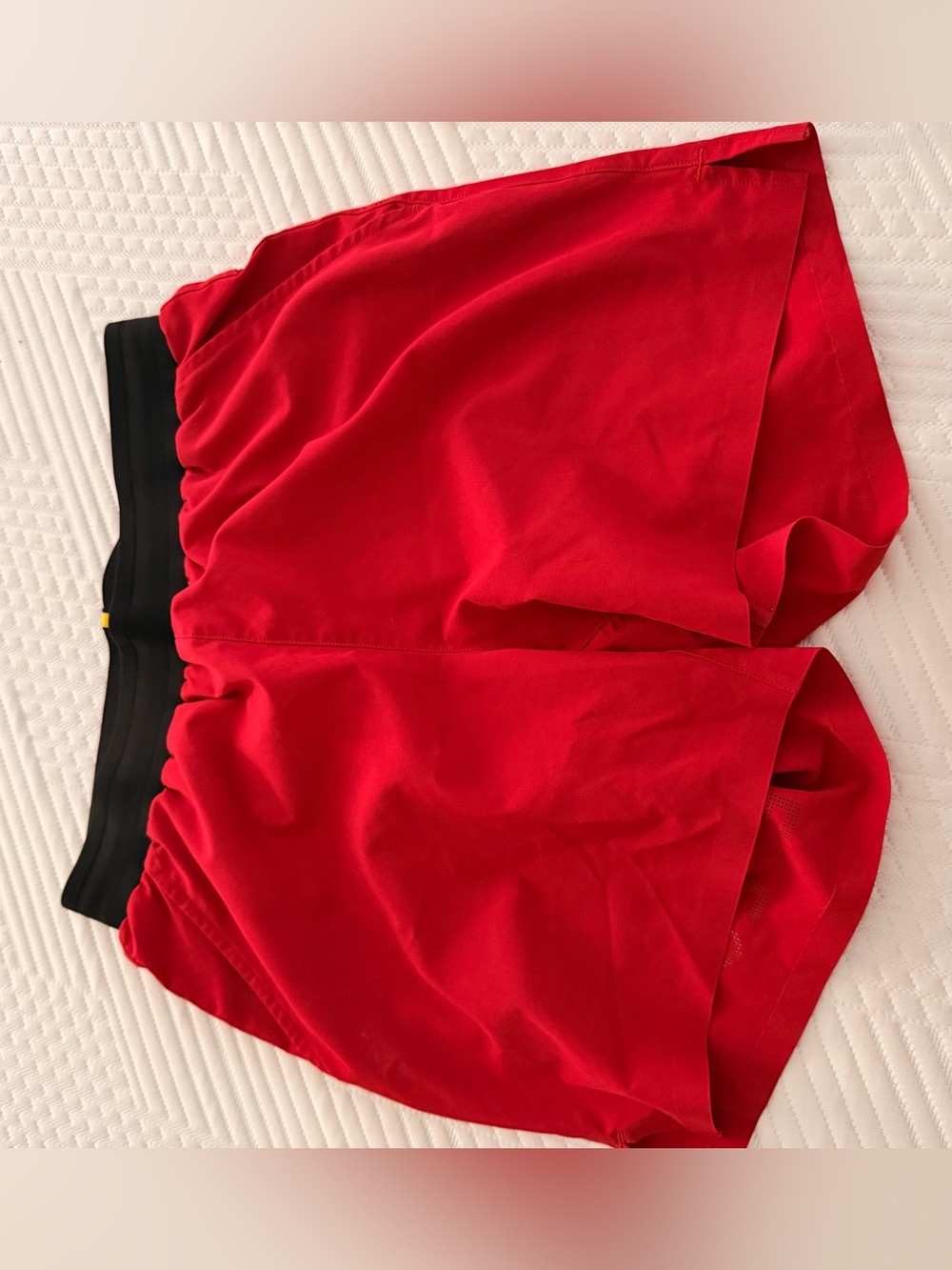 Bright Red Athletic Shorts with Black Elastic Waistband - Picture 2 of 3